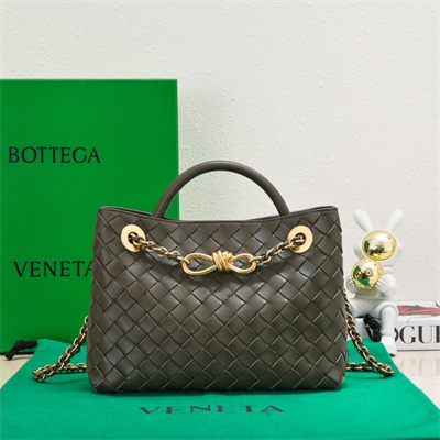 BV Small Andiamo Top handle bag With Chain Lambskin Leather Mustard