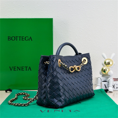 BV Small Andiamo Top handle bag With Chain Lambskin Leather Navy