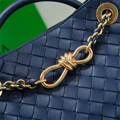 BV Small Andiamo Top handle bag With Chain Lambskin Leather Navy