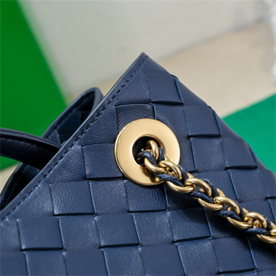 BV Small Andiamo Top handle bag With Chain Lambskin Leather Navy