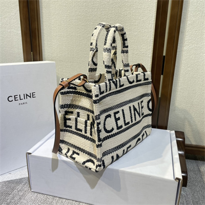 Celine Small Cabas Thais In Textile With Celine Jacquard And Calfskin White/Black