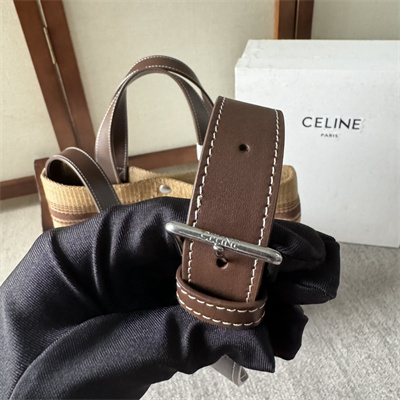 Celine Cabas Raffia Tote bag With Brown Leather Trim