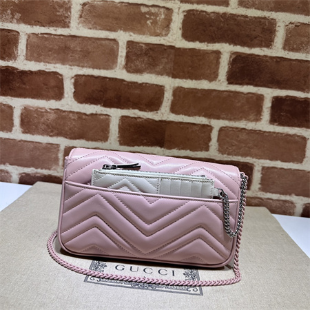 Gucci GG MARMONT Mini Bag With Card Case Pink/White 751526