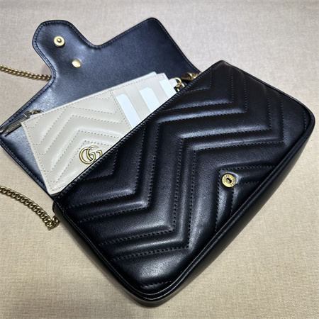 Gucci GG MARMONT Mini Bag With Card Case Black/White 751526