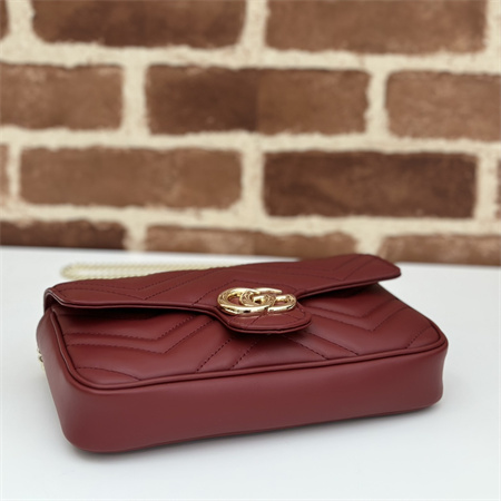 Gucci GG MARMONT Mini Bag With Card Case Burgundy/White 751526
