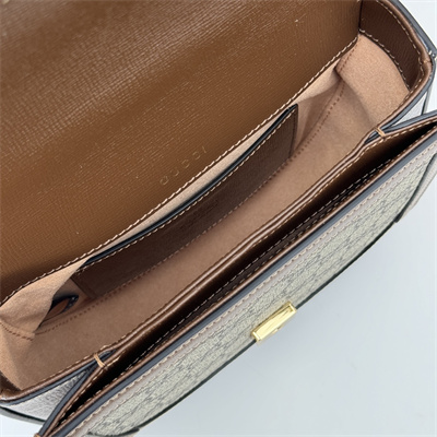 Gu.cci Horsebit 1955 Mini Top Handle Bag Beige and ebony GG Supreme canvas 781387