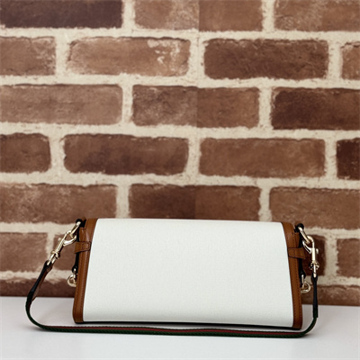 Gu.cci Luce Small Shoulder Bag Canvas and Brown Leather Trim 786027