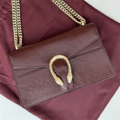 Gu.cci Dionysus Small Shoulder Bag Burgundy Patent Leather 795005