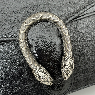 Gu.cci Dionysus Small Shoulder Bag Black Patent Leather 795005