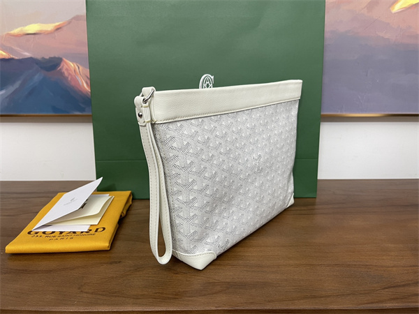 CONTI POUCH Goyardine Canvas&Chevroches Calfskin White
