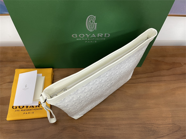 CONTI POUCH Goyardine Canvas&Chevroches Calfskin White