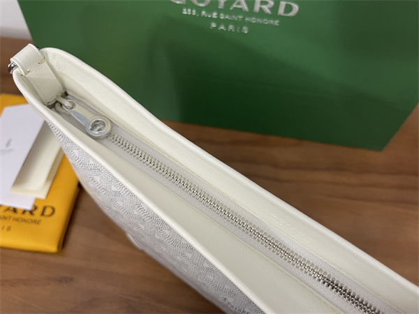 CONTI POUCH Goyardine Canvas&Chevroches Calfskin White