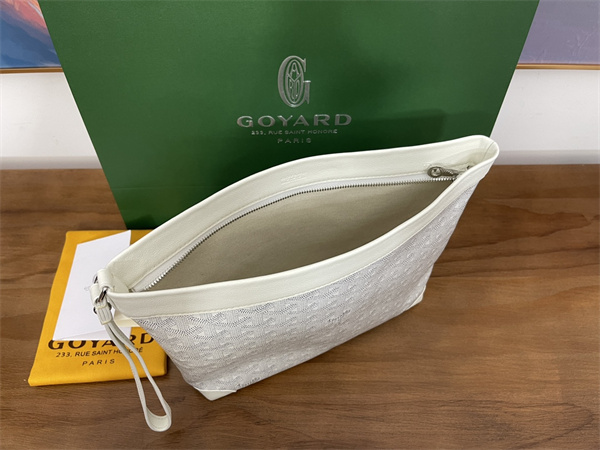 CONTI POUCH Goyardine Canvas&Chevroches Calfskin White