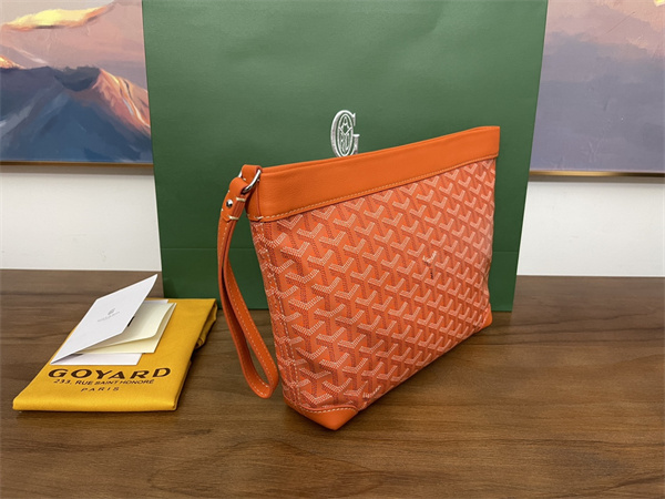 CONTI POUCH Goyardine Canvas&Chevroches Calfskin Orange