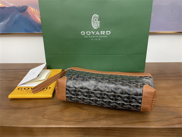 CONTI POUCH Goyardine Canvas&Chevroches Calfskin Black-Tan