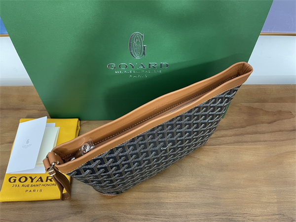 CONTI POUCH Goyardine Canvas&Chevroches Calfskin Black-Tan