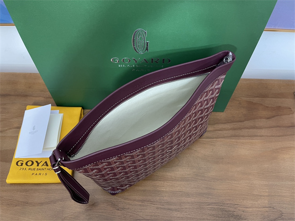 CONTI POUCH Goyardine Canvas&Chevroches Calfskin Burgundy
