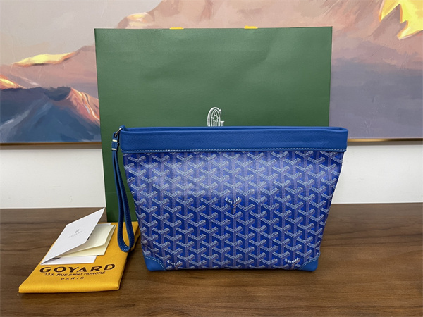 CONTI POUCH Goyardine Canvas&Chevroches Calfskin Sky Blue