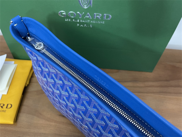 CONTI POUCH Goyardine Canvas&Chevroches Calfskin Sky Blue