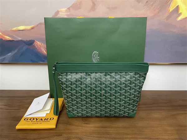 CONTI POUCH Goyardine Canvas&Chevroches Calfskin Green