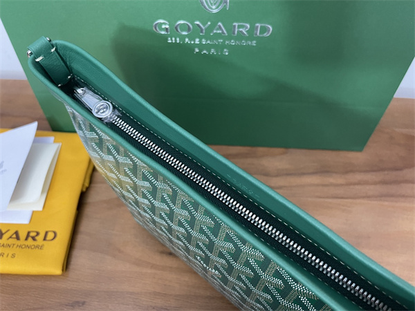 CONTI POUCH Goyardine Canvas&Chevroches Calfskin Green