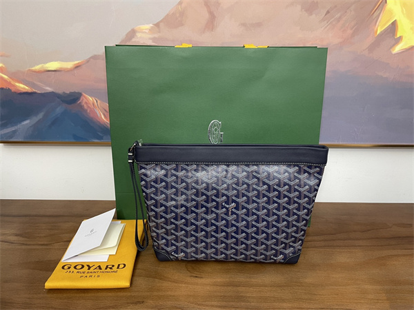CONTI POUCH Goyardine Canvas&Chevroches Calfskin Navy Blue