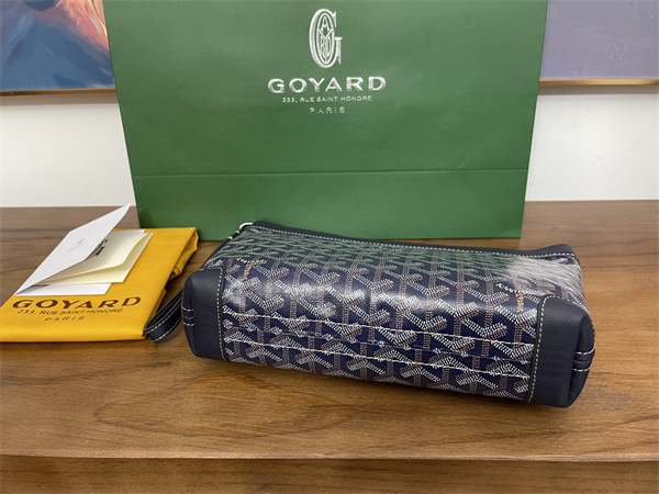 CONTI POUCH Goyardine Canvas&Chevroches Calfskin Navy Blue