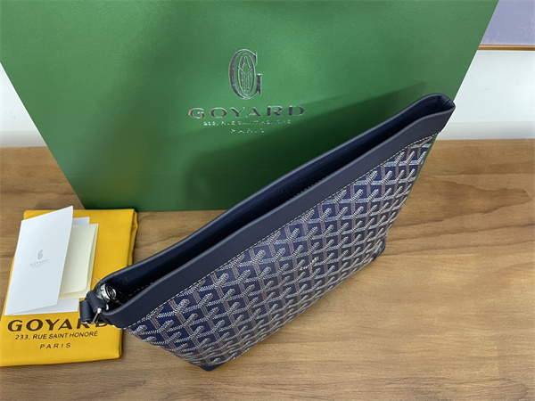 CONTI POUCH Goyardine Canvas&Chevroches Calfskin Navy Blue