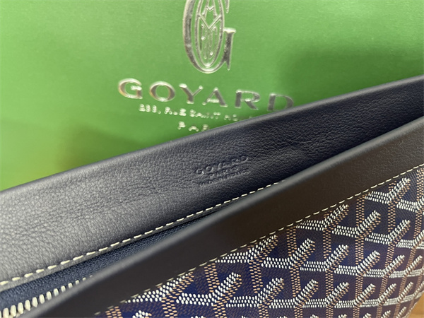 CONTI POUCH Goyardine Canvas&Chevroches Calfskin Navy Blue