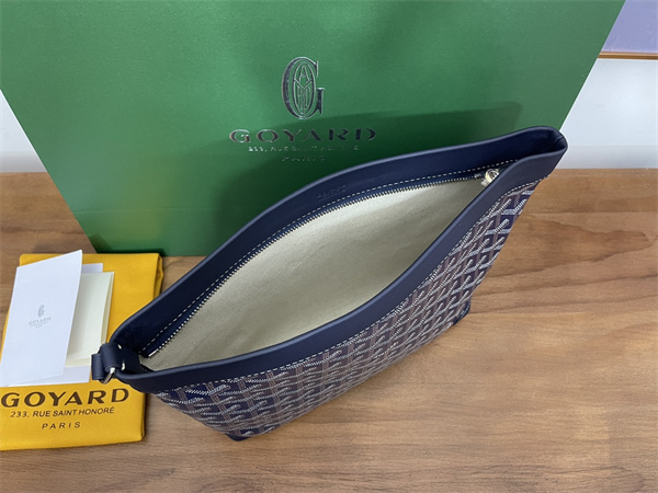 CONTI POUCH Goyardine Canvas&Chevroches Calfskin Navy Blue