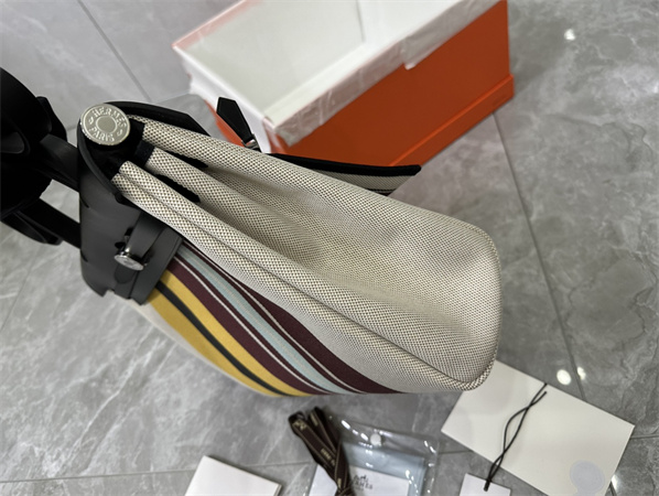 Her.mes Herbag 31 Canvas and Calfskin With Stripe Printing