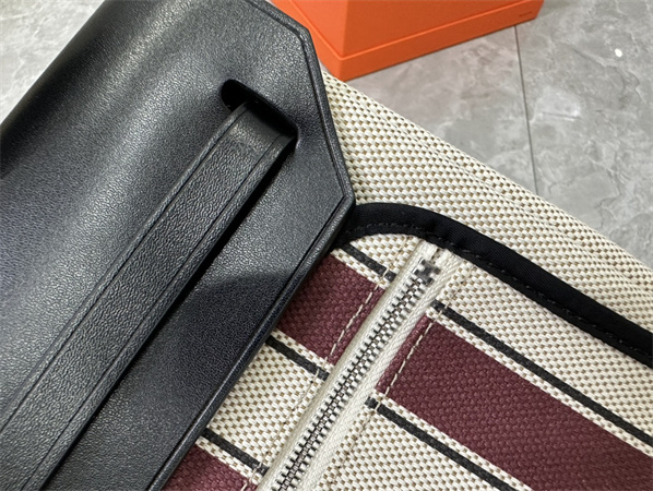 Her.mes Herbag 31 Canvas and Calfskin With Stripe Printing