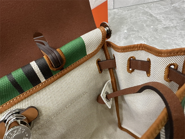 Her.mes Herbag 31 Canvas and Calfskin With Stripe Printing