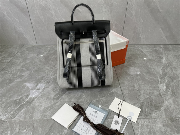 Her.mes Herbag Backpack Canvas and Calfskin