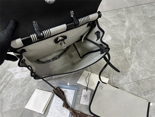 Her.mes Herbag Backpack Canvas and Calfskin