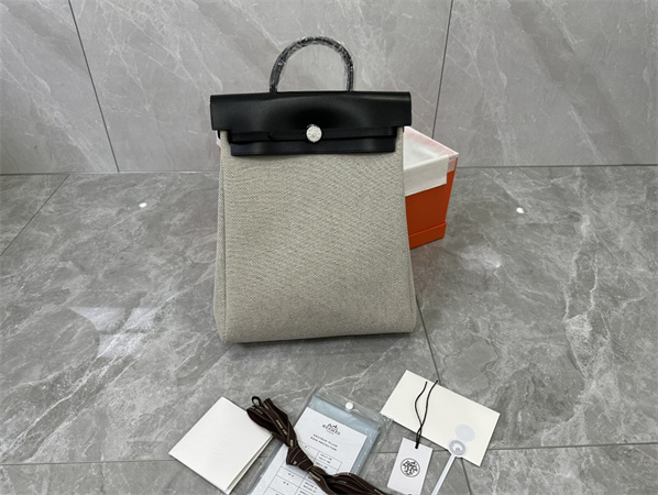 Her.mes Herbag Backpack Canvas and Calfskin