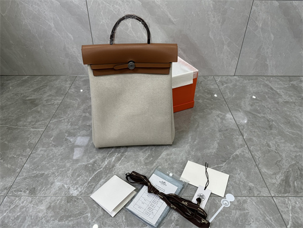 Her.mes Herbag Backpack Canvas and Calfskin