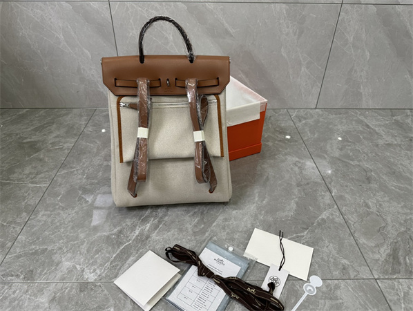 Her.mes Herbag Backpack Canvas and Calfskin