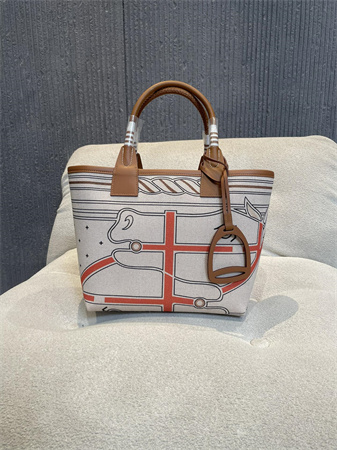 Her.mes Steeple Handbag Hplume Canvas and Swift Calfskin multicolor Printing HS