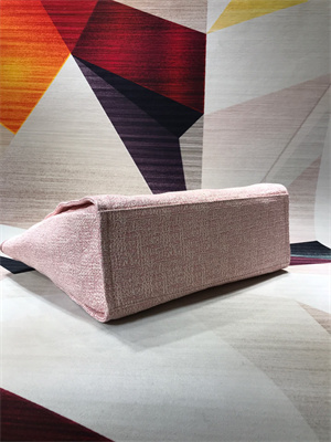 Cha.nel Deauville Large Shopping Bag Mixed Linen Fibers Gold Tone Metal Pink A66941