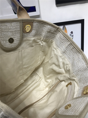 Chanel Deauville Large Shopping Bag Mixed Fibers Gold Tone Metal  A66941