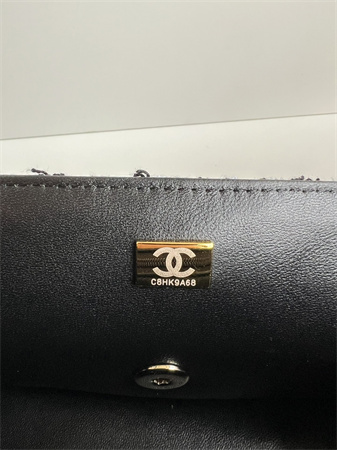 Chanel Mini Flap Bag With Top Handle Tweed Gold Tone Metal Black/White AS2431