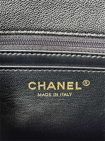 Chanel Mini Flap Bag With Top Handle Grained Calfskin Gold Tone Metal Black AS2431