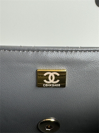 Chanel Mini Flap Bag With Top Handle Patent Calfskin Gold Tone Metal Grey AS2431