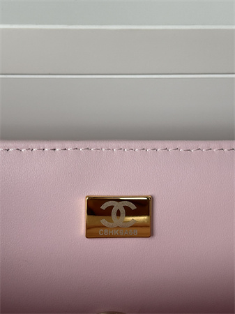 Chanel Mini Flap Bag With Top Handle Lambskin Gold Tone Metal Lt Pink AS2431