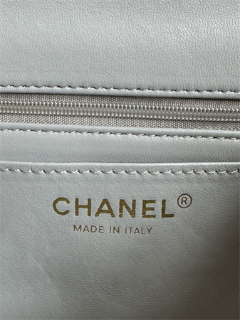 Chanel Mini Flap Bag With Top Handle Lambskin Gold Tone Metal Grey AS2431