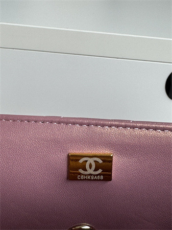 Chanel Mini Flap Bag With Top Handle Lambskin Gold Tone Metal Dk Pink AS2431