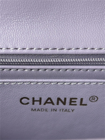 Chanel Mini Flap Bag With Top Handle Lambskin Gold Tone Metal Lilac AS2431