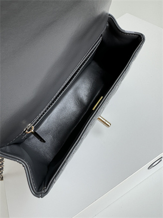 Chanel Mini Flap Bag With Top Handle Charm Patent Calfskin Gold Tone Metal Grey AS2431