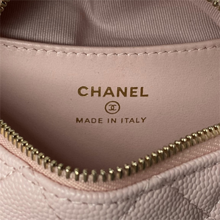 Cha.nel Pouch Grained Calfskin Gold Tone Metal Pink AP3943